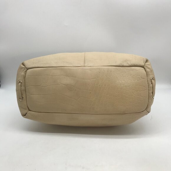 Elaine Turner Cream Embossed Leather Drawstring & Shoulder Bag - Picture 5 of 12